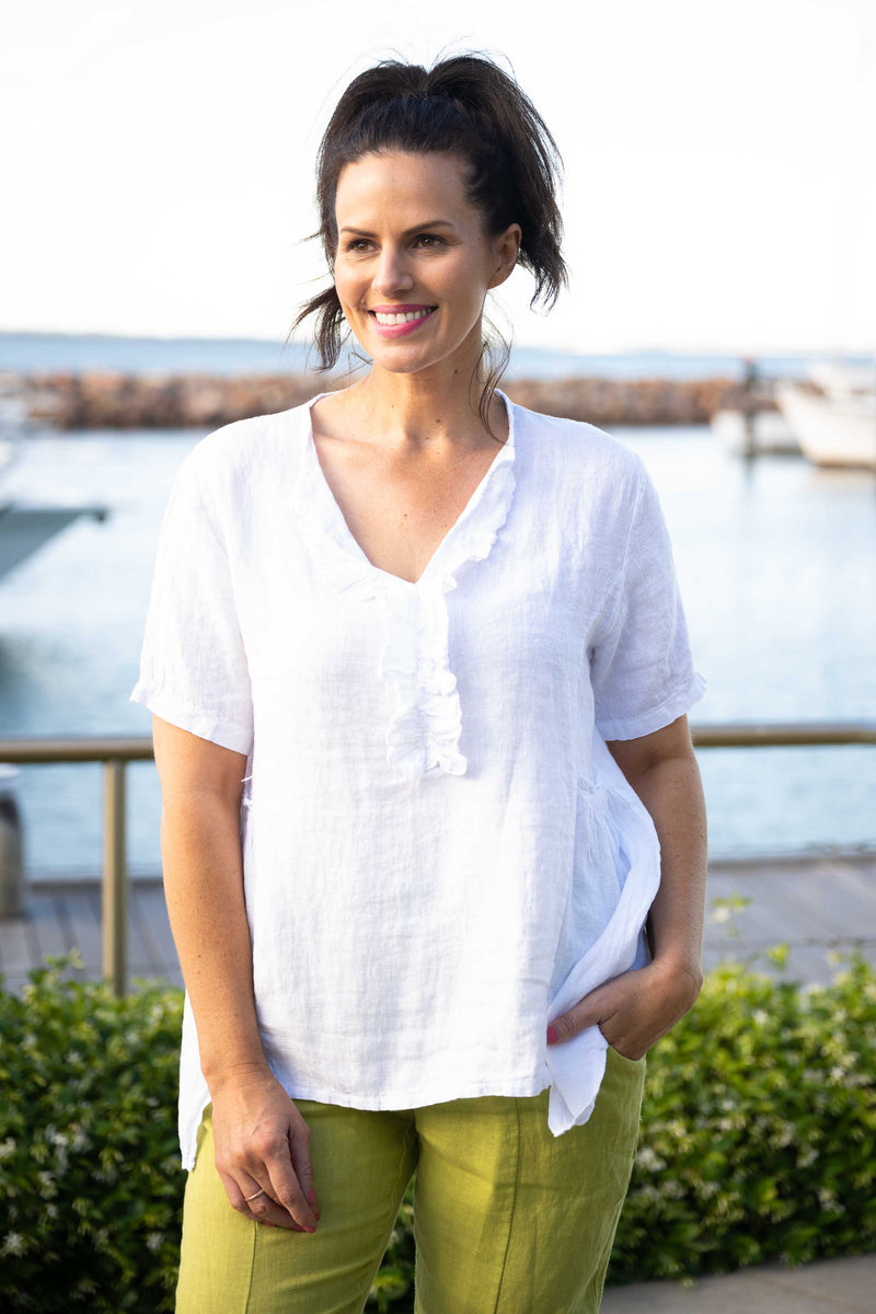 Cascades Top in Navy Linen Blend main image 0