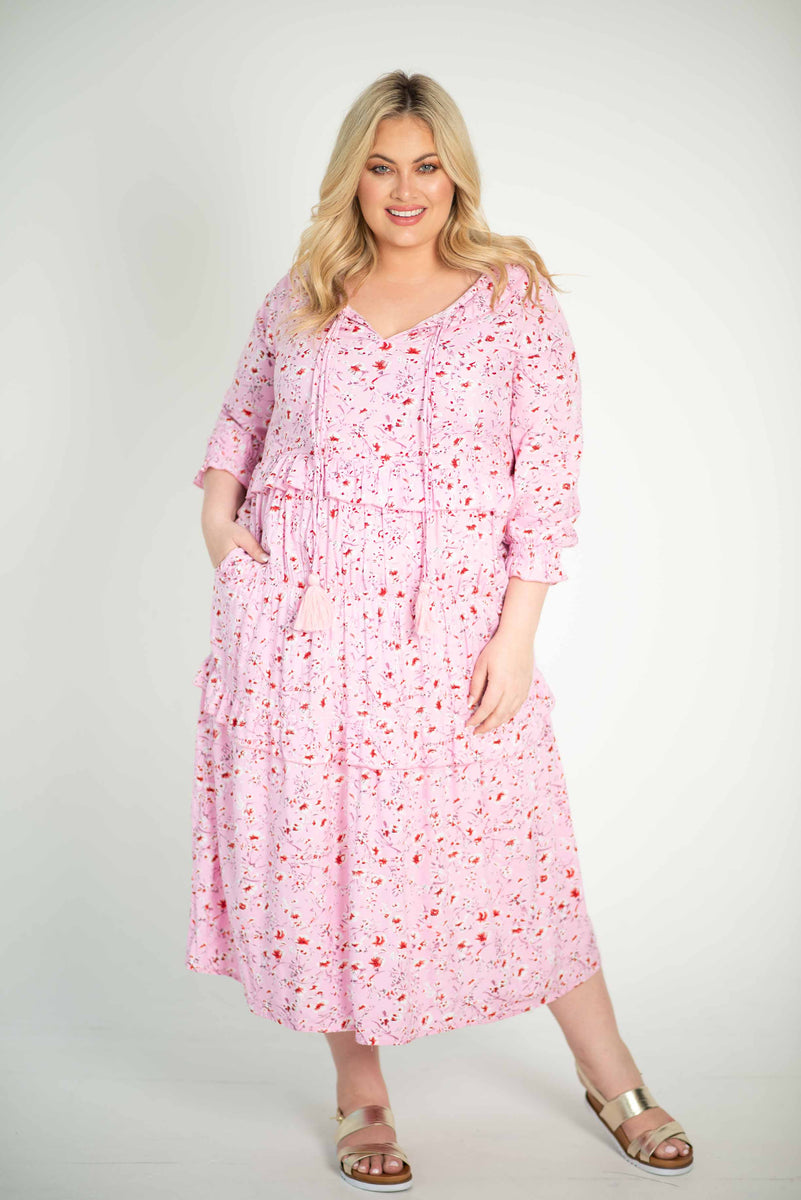 Pink Floral Peasant Dress – DonnaDonna.com.au