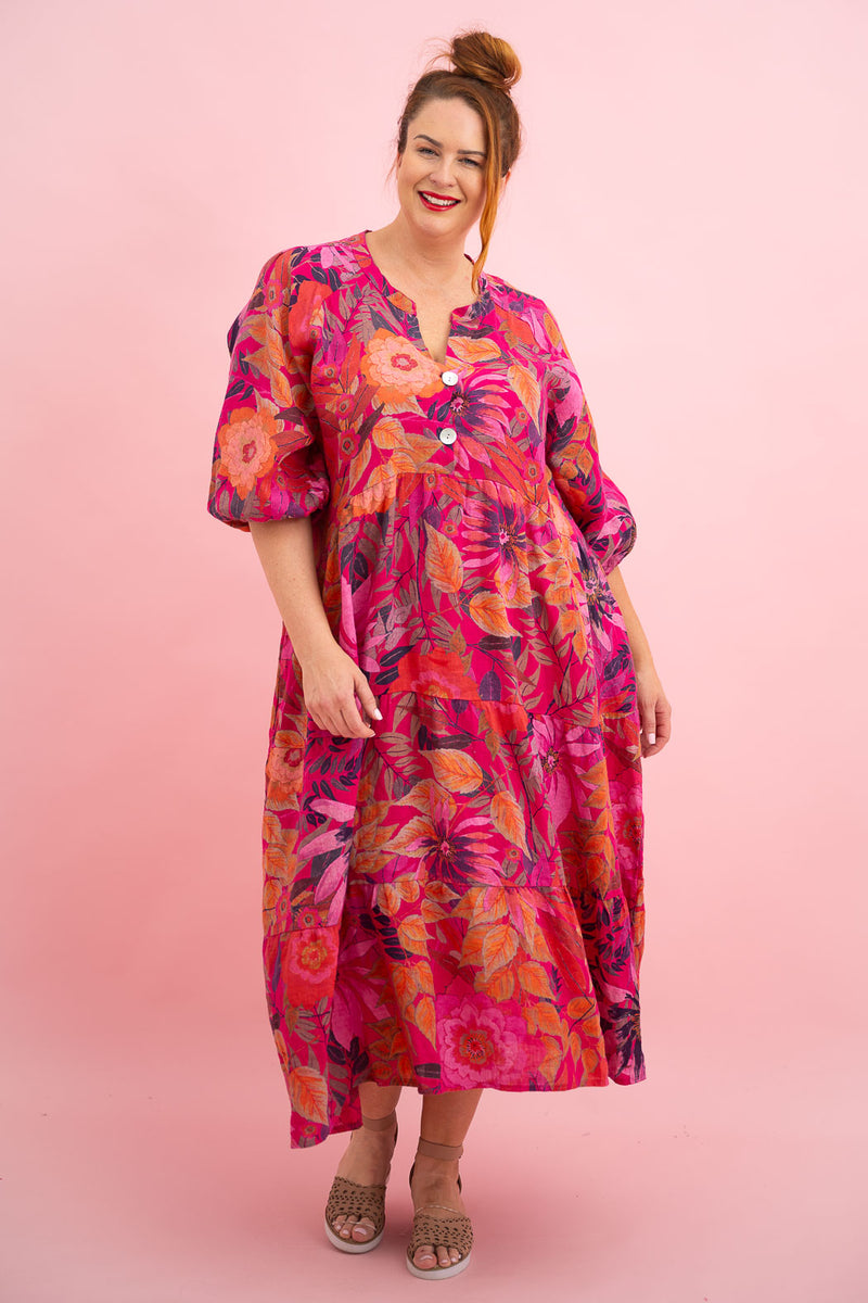 Tropical Floral Linen Dress – DonnaDonna.com.au