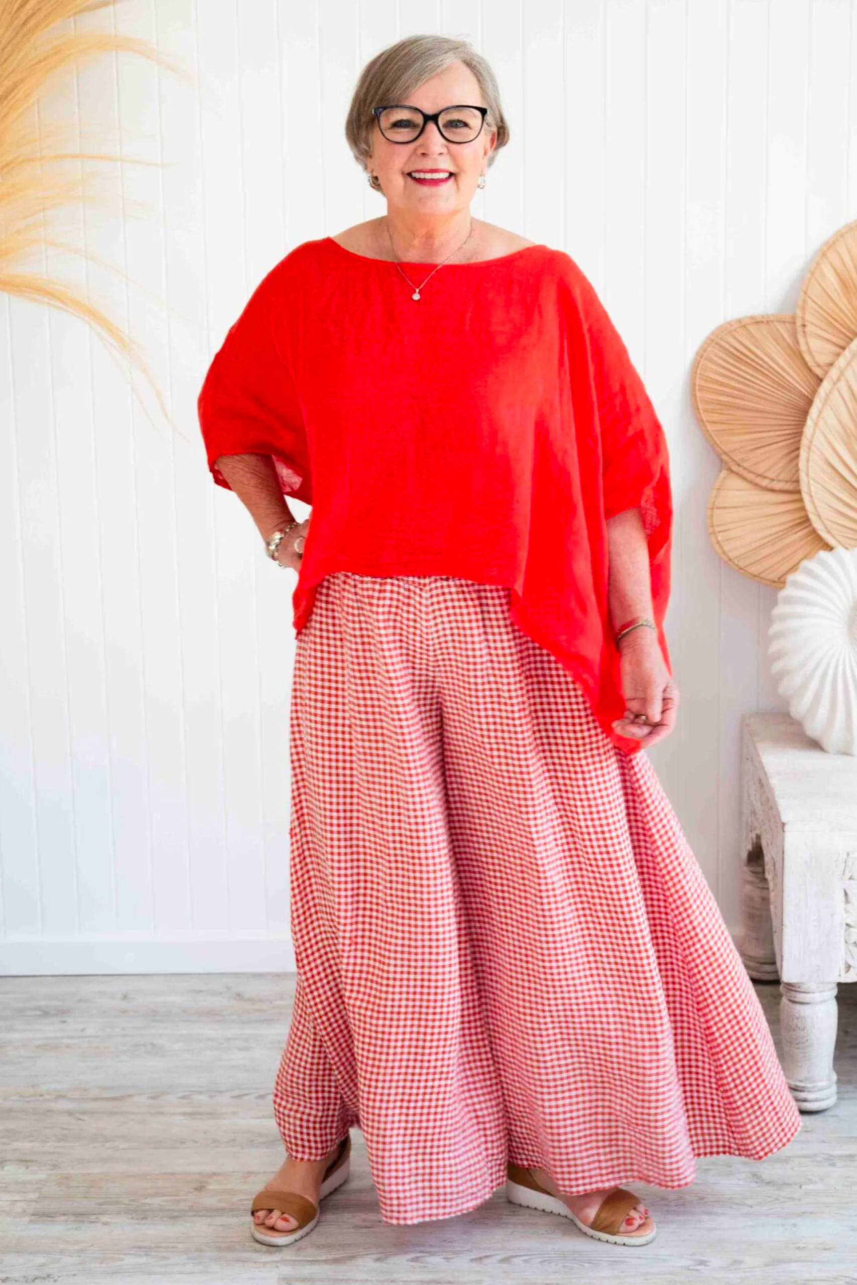 Red gingham 2025 school culottes