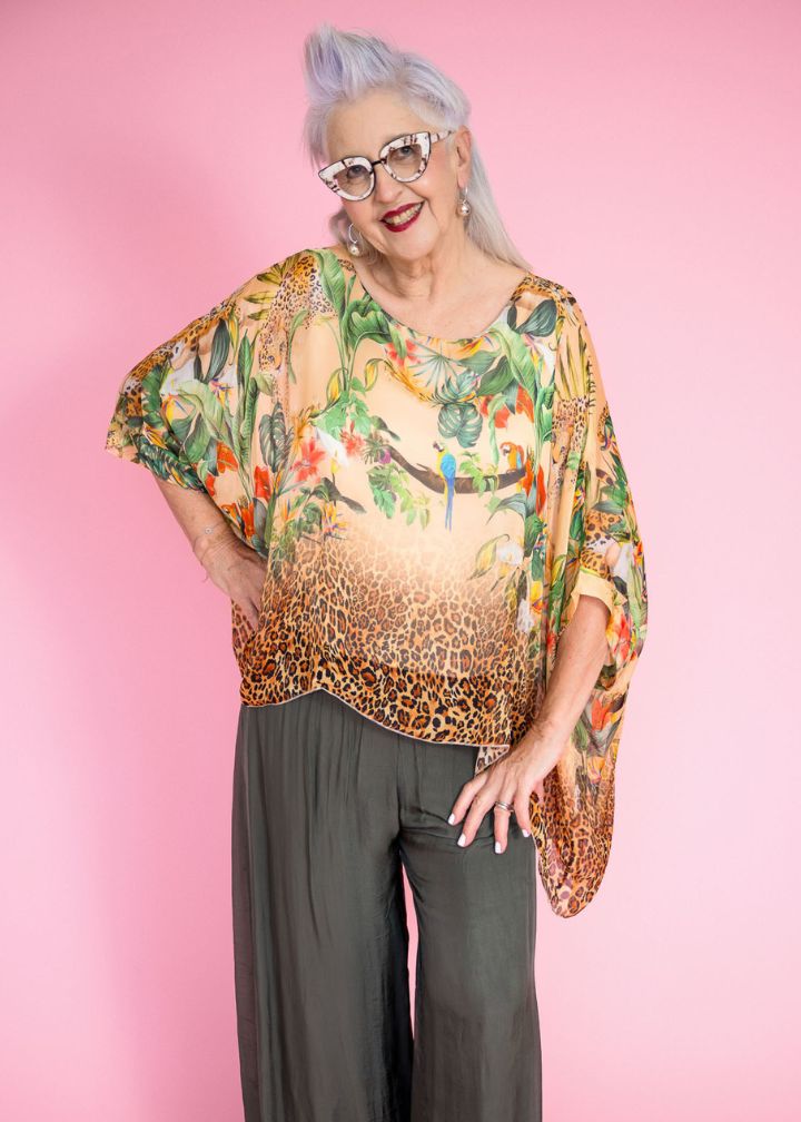 Jungle Silk Top | Beige – DonnaDonna.com.au