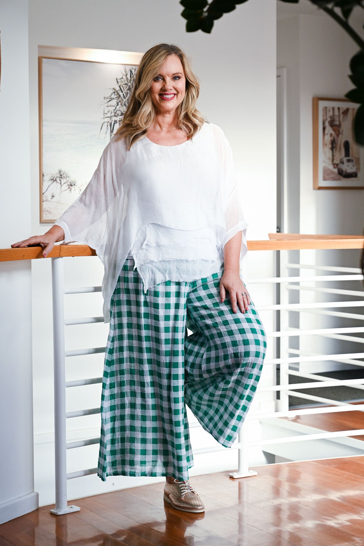 Pink Check Linen Culotte –