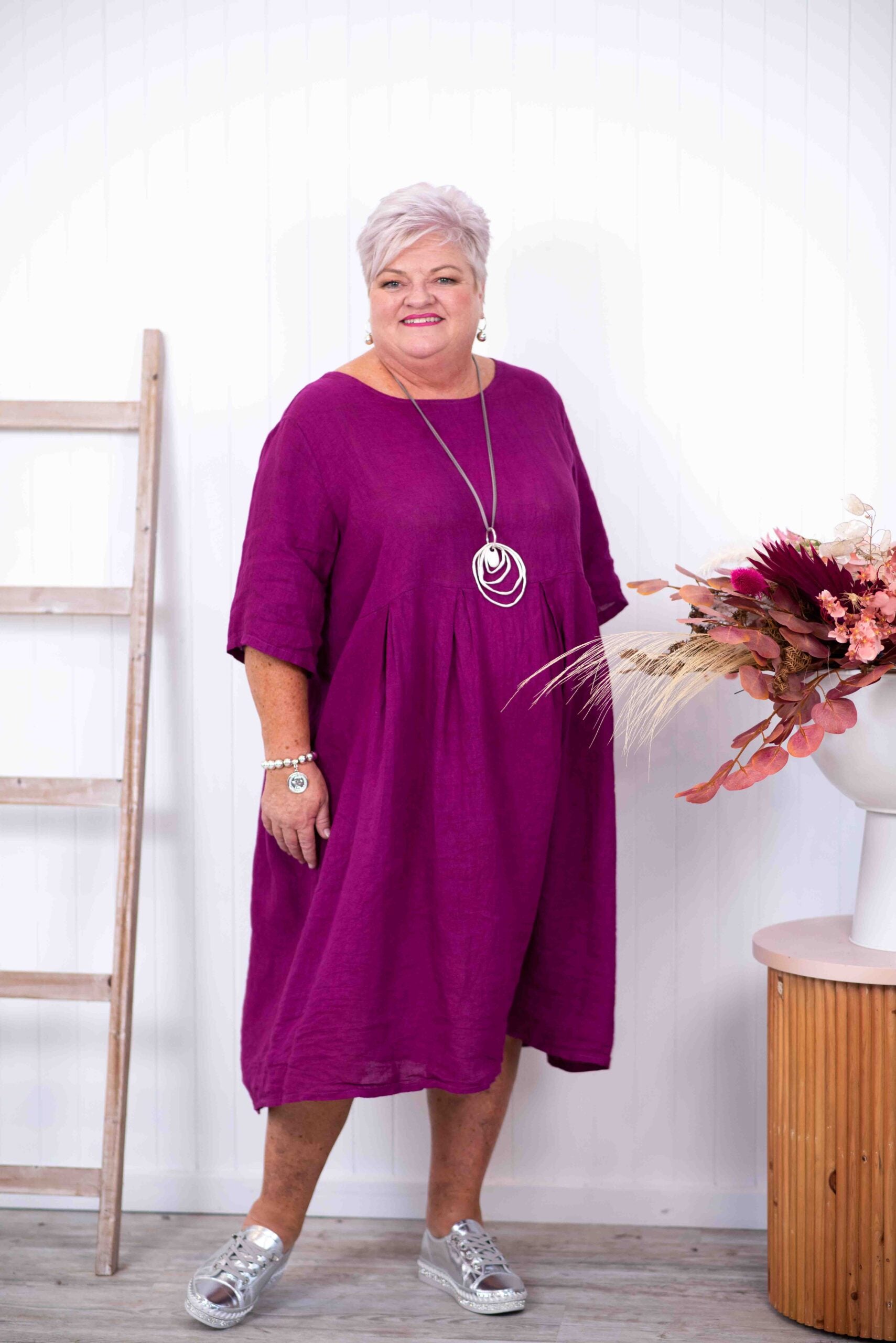Plus Sized Linen Dress – - Main Image