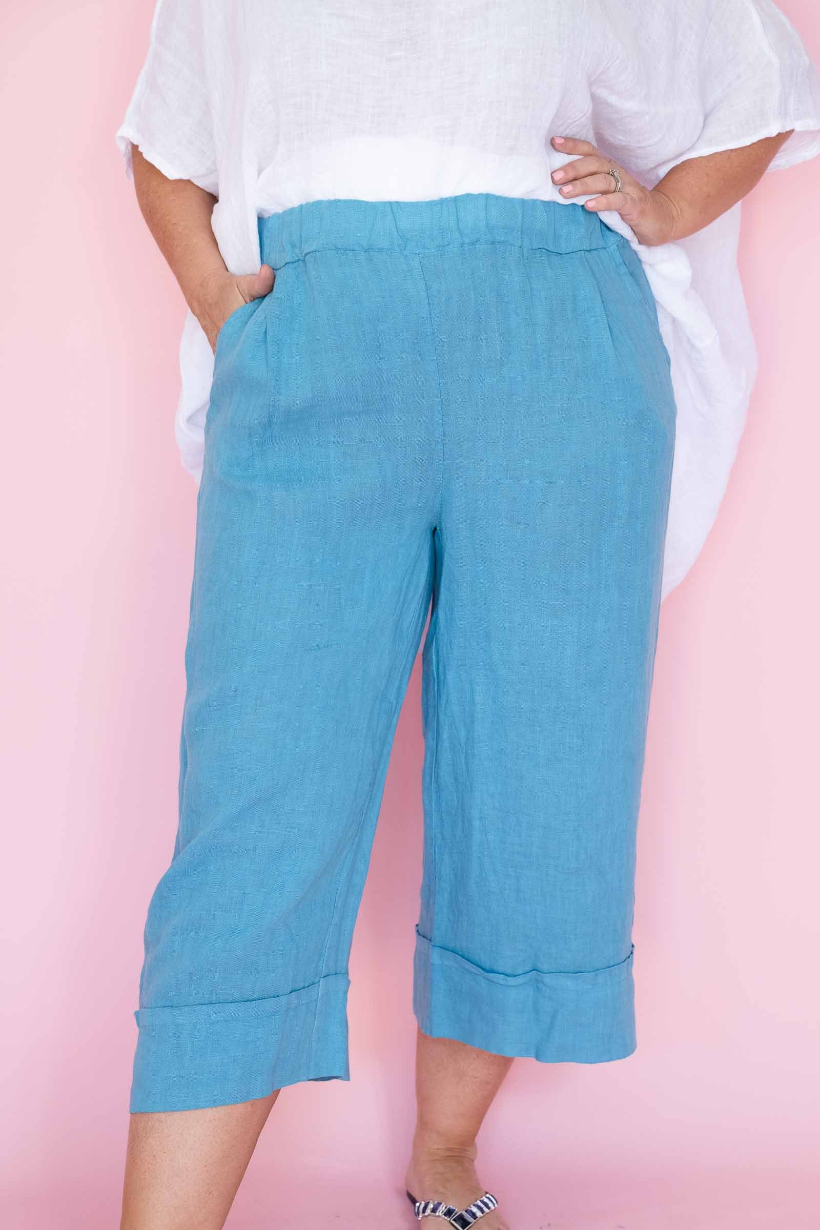 Ruffle Bottom Pant Crop Style, Linen – Heart's Desire Clothing